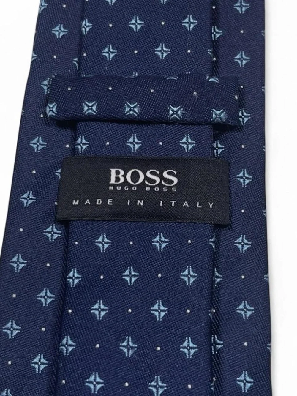 Hugo Boss Made in Italy SILK Tie Navy w/Baby Blue Stars L60